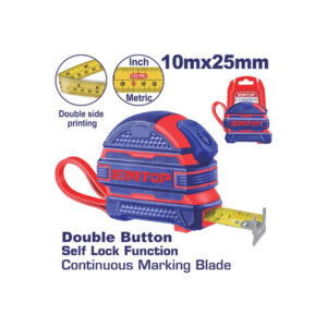 EMTOP STEEL MEASURING TAPE 10M X 25MM SELF LOCK AND DOUBLE BUTTON