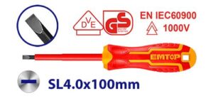 EMTOP INSULATED SCREWDRIVER  SL4.0 X 100 MM ESDRJ4100