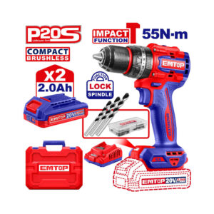 EMTOP Compact Brushless Cordless Impact Drill ECIDL20558