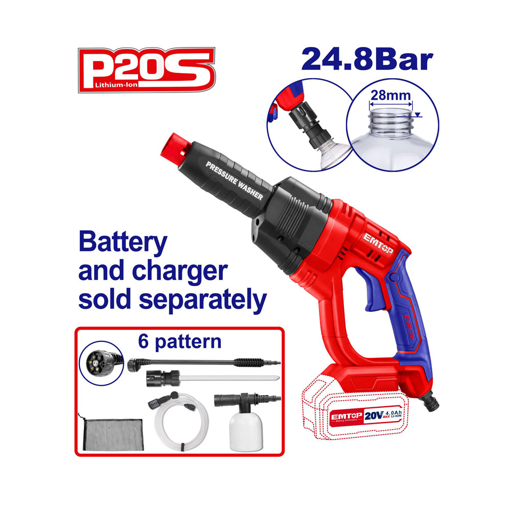 EMTOP Cordless pressure washer ELPW20362