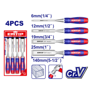 EMTOP 4 Pcs wood chisel set EWCT0401