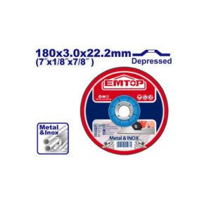EMTOP ABRASIVE METAL CUTTING DISC 180mm X 3.0mm X 22.2mm EACD2211801
